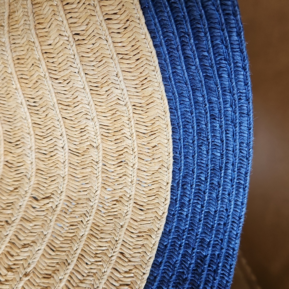 Panama Jack 100% Paper Blue and Tan Wide Brim Sun Hat - Picture 8 of 13